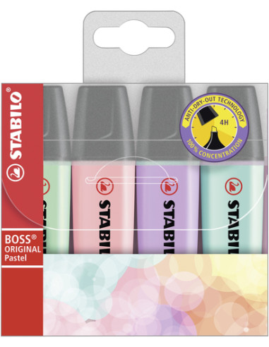 STABILO Evidenziatore - BOSS ORIGINAL Pastel - Astuccio da 4 - Colori assortiti