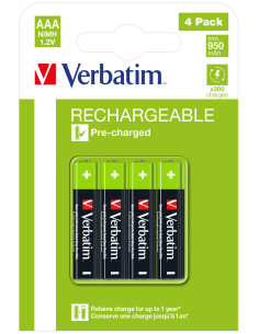 Verbatim 49514 batteria per uso domestico Batteria ricaricabile Mini Stilo AAA Nichel-Metallo Idruro (NiMH)