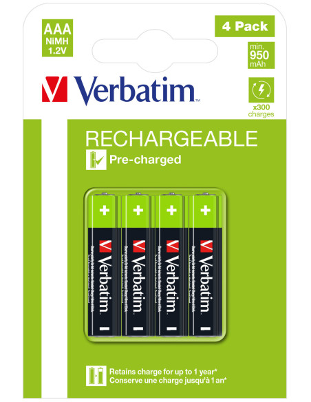 Verbatim 49514 batteria per uso domestico Batteria ricaricabile Mini Stilo AAA Nichel-Metallo Idruro (NiMH)