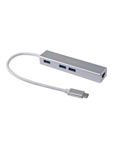 Equip Hub da USB-C a 3 porte USB 3.0 con adattatore Gigabit