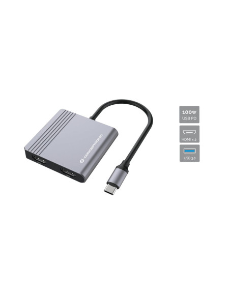 Conceptronic DONN13G replicatore di porte e docking station per laptop Cablato USB 3.2 Gen 1 (3.1 Gen 1) Type-C Grigio