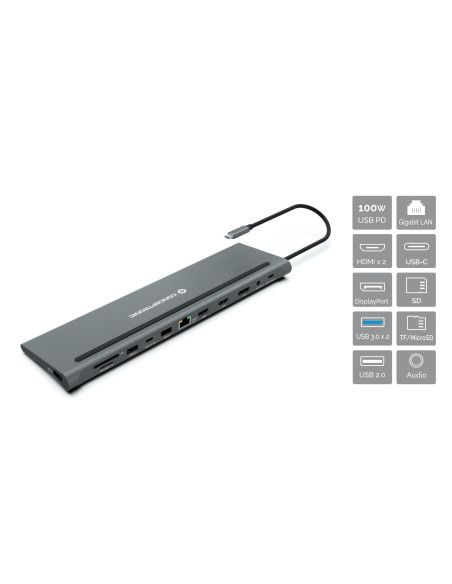 Conceptronic DONN17G replicatore di porte e docking station per laptop Cablato USB 3.2 Gen 1 (3.1 Gen 1) Type-C Grigio