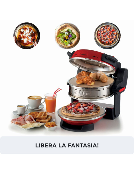 Ariete 927 Pizzeria , Forno pizza doppio, 2300 W, 2 pietre refrattarie, 2 pizze in 4 minuti, 2 termostati, Diametro 32 cm, 5 liv