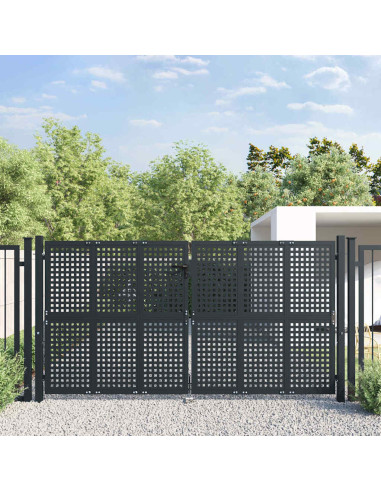 Cancello da Giardino Antracite 300x125 cm in Acciaio