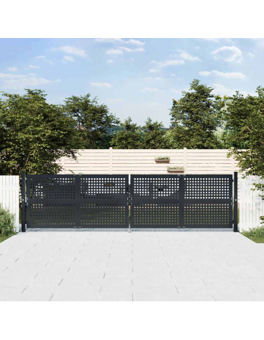 Cancello da Giardino Antracite 400x125 cm in Acciaio