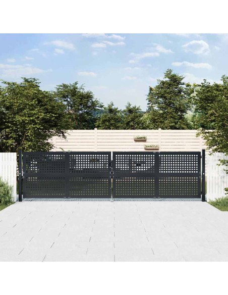 Cancello da Giardino Antracite 400x125 cm in Acciaio
