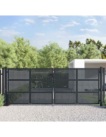 Cancello da Giardino Antracite 400x125 cm in Acciaio