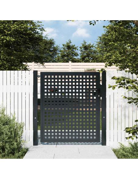 Cancello da Giardino Antracite 100x100 cm in Acciaio