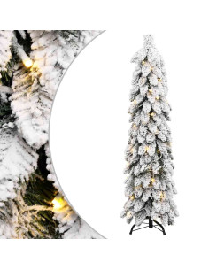 Albero di Natale Artificiale con 80 LED e Neve Floccata 150 cm