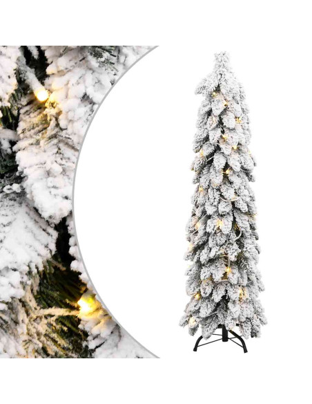 Albero di Natale Artificiale con 80 LED e Neve Floccata 150 cm
