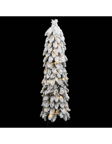 Albero di Natale Artificiale con 80 LED e Neve Floccata 150 cm
