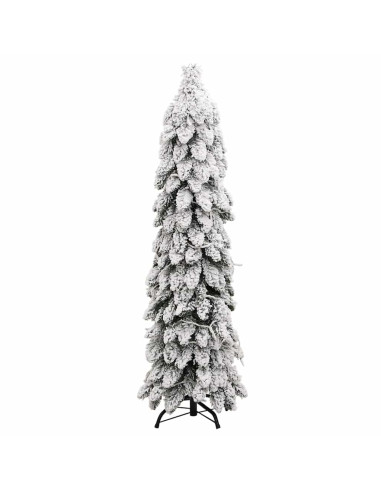 Albero di Natale Artificiale con 80 LED e Neve Floccata 150 cm