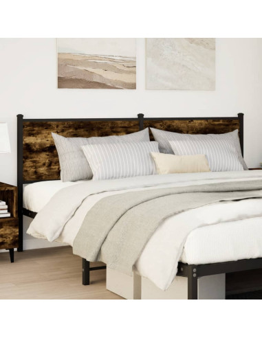 Testiera di Ricambio Rovere Fumo 180 cm in Legno Multistrato e Acciaio