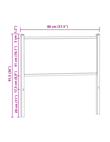 Testiera di Ricambio Rovere Marrone 75 cm in Legno Multistrato e Acciaio