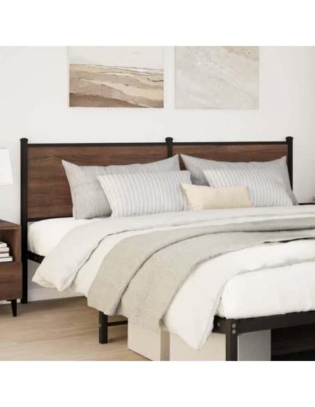 Testiera di Ricambio Rovere Marrone 180 cm in Legno Multistrato e Acciaio