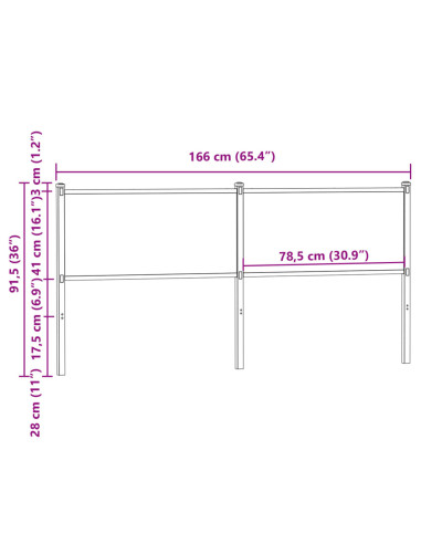 Testiera di Ricambio Rovere Fumo 160 cm in Legno Multistrato e Acciaio