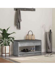 Panca per ingresso con cuscino Grigio Cemento 83 x 38 x 45 cm