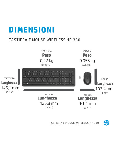 HP Combo mouse e tastiera wireless 330