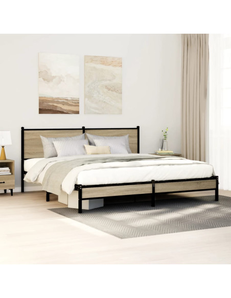 Giroletto senza Materaso in Metallo Rovere Sonoma 160x200 cm