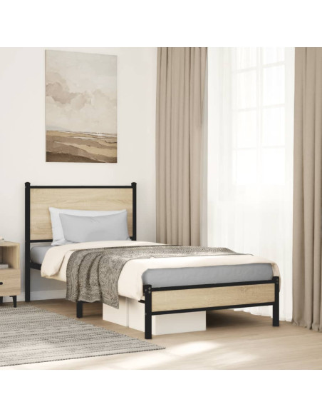 Giroletto senza Materaso in Metallo Rovere Sonoma 90x190 cm