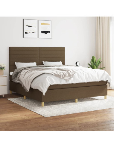 Giroletto a Molle con Materasso Marrone Scuro 160x200cm Tessuto