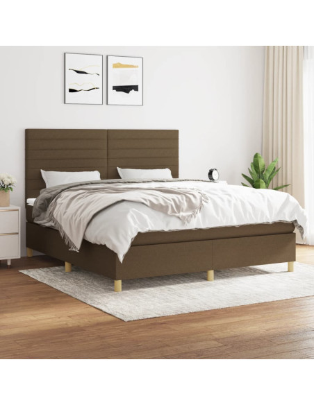 Giroletto a Molle con Materasso Marrone Scuro 160x200cm Tessuto