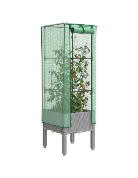 Letto Rialzato con Copertura Serra Effetto Rattan 40x40x140 cm