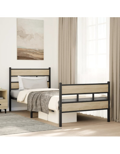 Giroletto senza Materaso in Metallo Rovere Sonoma 90x190 cm