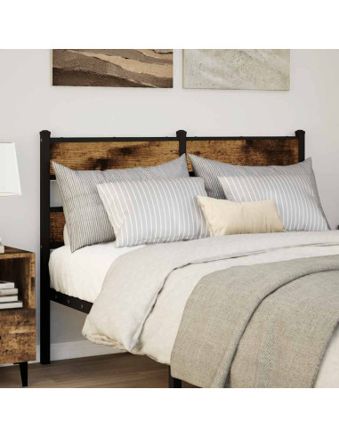 Testiera di Ricambio Rovere Fumo 135 cm in Ferro e Legno Multistrato