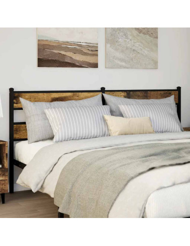 Testiera di Ricambio Rovere Fumo 193 cm in Ferro e Legno Multistrato