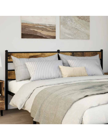 Testiera di Ricambio Rovere Fumo 193 cm in Ferro e Legno Multistrato