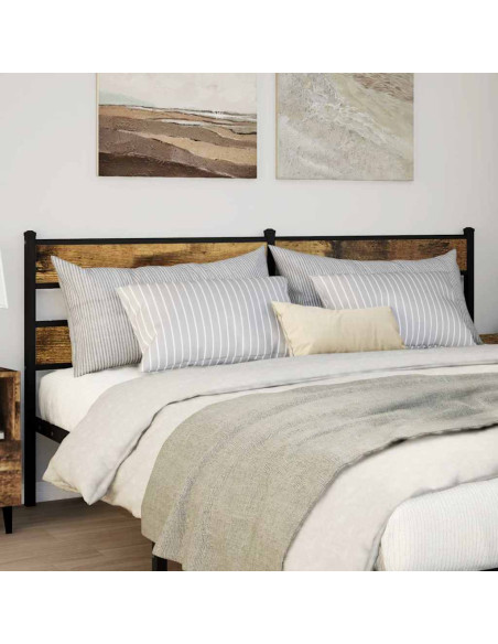 Testiera di Ricambio Rovere Fumo 200 cm in Ferro e Legno Multistrato