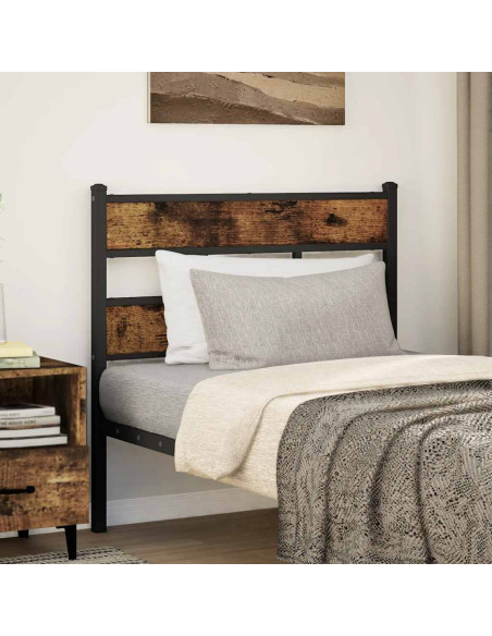 Testiera di Ricambio Rovere Fumo 80 cm in Ferro e Truciolato