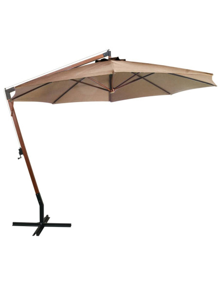 Ombrellone a Sbalzo Grigio Talpa 3,5x2,9 m Palo Abete Massello