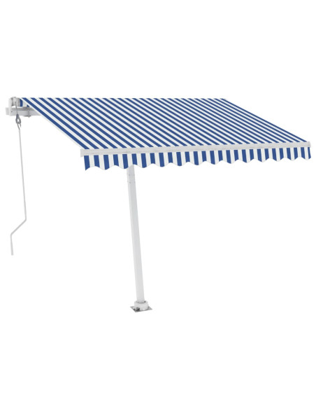 Tenda Automatica con Sensore Vento e LED 300x250 cm Blu Bianca