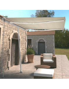 Tenda Automatica con Sensore Vento e LED 300x250 cm Crema