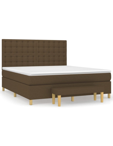 Giroletto a Molle con Materasso Marrone Scuro 160x200cm Tessuto