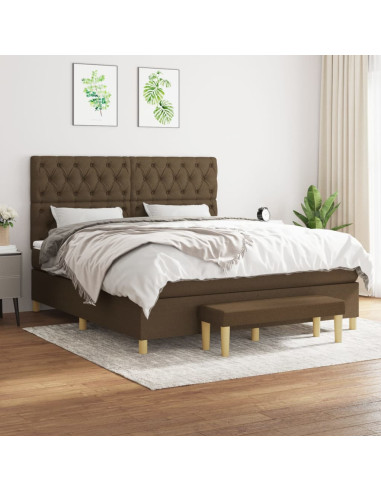 Giroletto a Molle con Materasso Marrone Scuro 160x200cm Tessuto