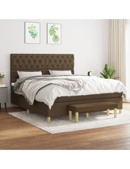 Giroletto a Molle con Materasso Marrone Scuro 160x200cm Tessuto