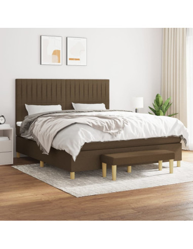 Giroletto a Molle con Materasso Marrone Scuro 160x200cm Tessuto