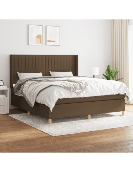 Giroletto a Molle con Materasso Marrone Scuro 160x200cm Tessuto