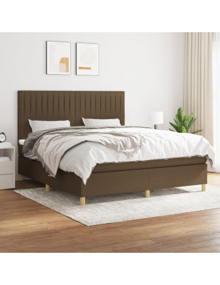 Giroletto a Molle con Materasso Marrone Scuro 160x200cm Tessuto