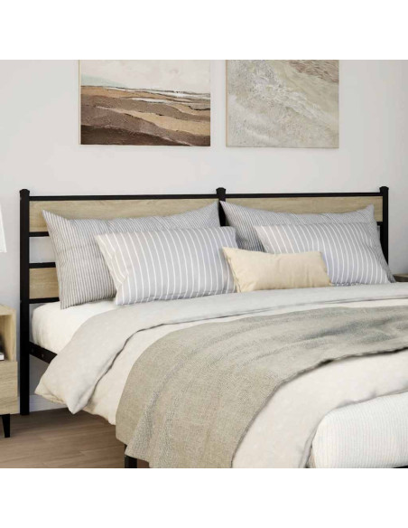 Testiera di Ricambio Rovere Sonoma 180 cm in Ferro e Legno Multistrato
