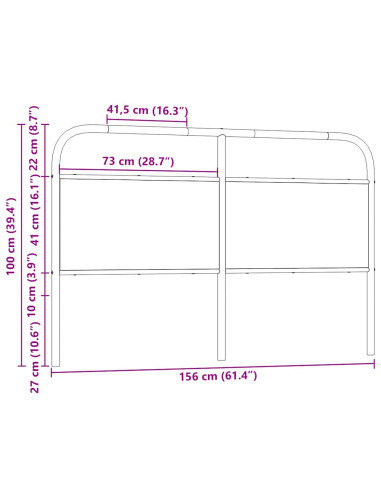 Testiera di Ricambio Rovere Fumo 150 cm in Acciaio e Legno Multistrato