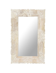 Specchio Bianco 80x50 cm in Legno Massello di Mango