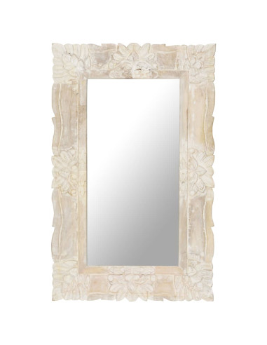 Specchio Bianco 80x50 cm in Legno Massello di Mango