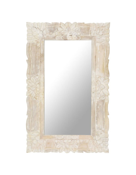 Specchio Bianco 80x50 cm in Legno Massello di Mango