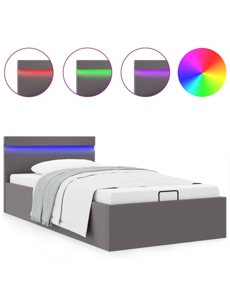 Giroletto Contenitore Idraulico LED Grigio Similpelle 100x200cm