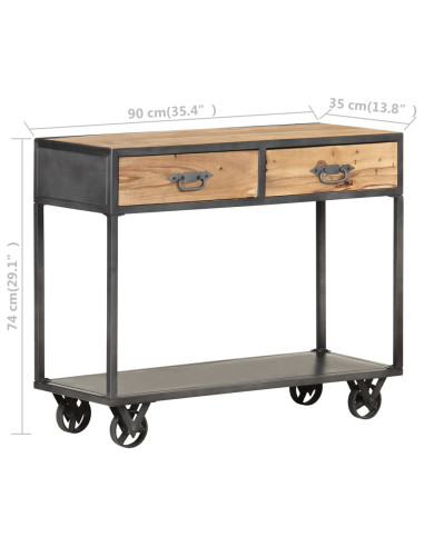 Tavolo Consolle 90x35x74cm in Legno Massello di Recupero