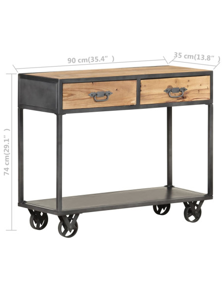 Tavolo Consolle 90x35x74cm in Legno Massello di Recupero